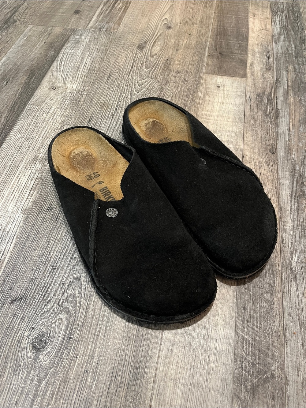 Birkenstock Black Zermatt Premium Suede Indoor Outdoor Slippers Size 40